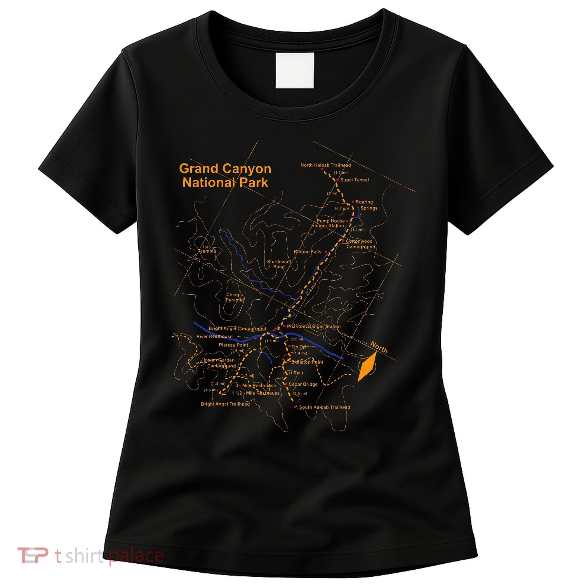 Grand Canyon National Park Trail Map Hiking Love Women's T-Shirt
