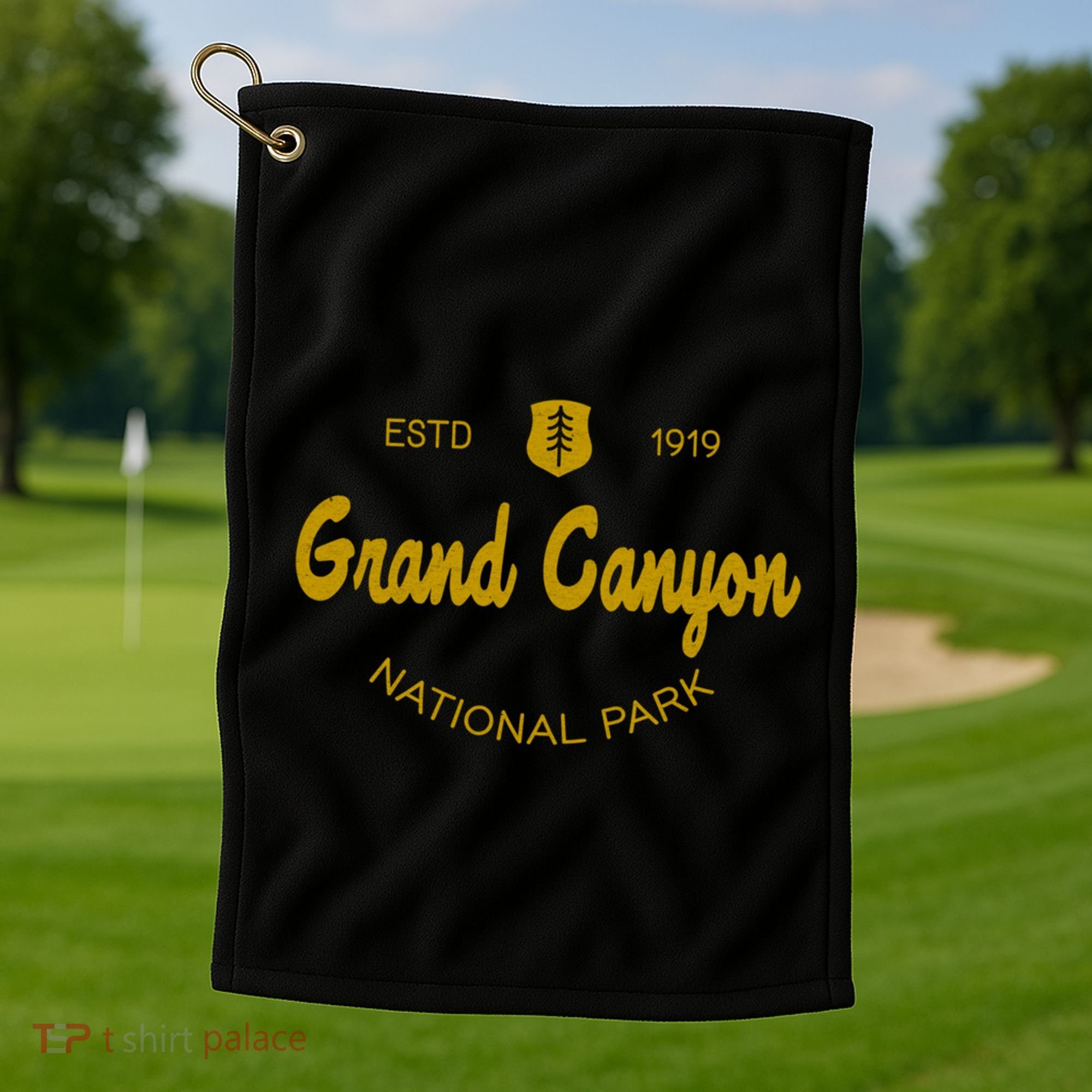 Grand Canyon National Park Classic Script Style Text Funny Gift Golf Towel