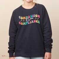 Groovy Compassion Over Compliance ABA Therapy BCBA Therapist Women's Sweatshirt thumb 0