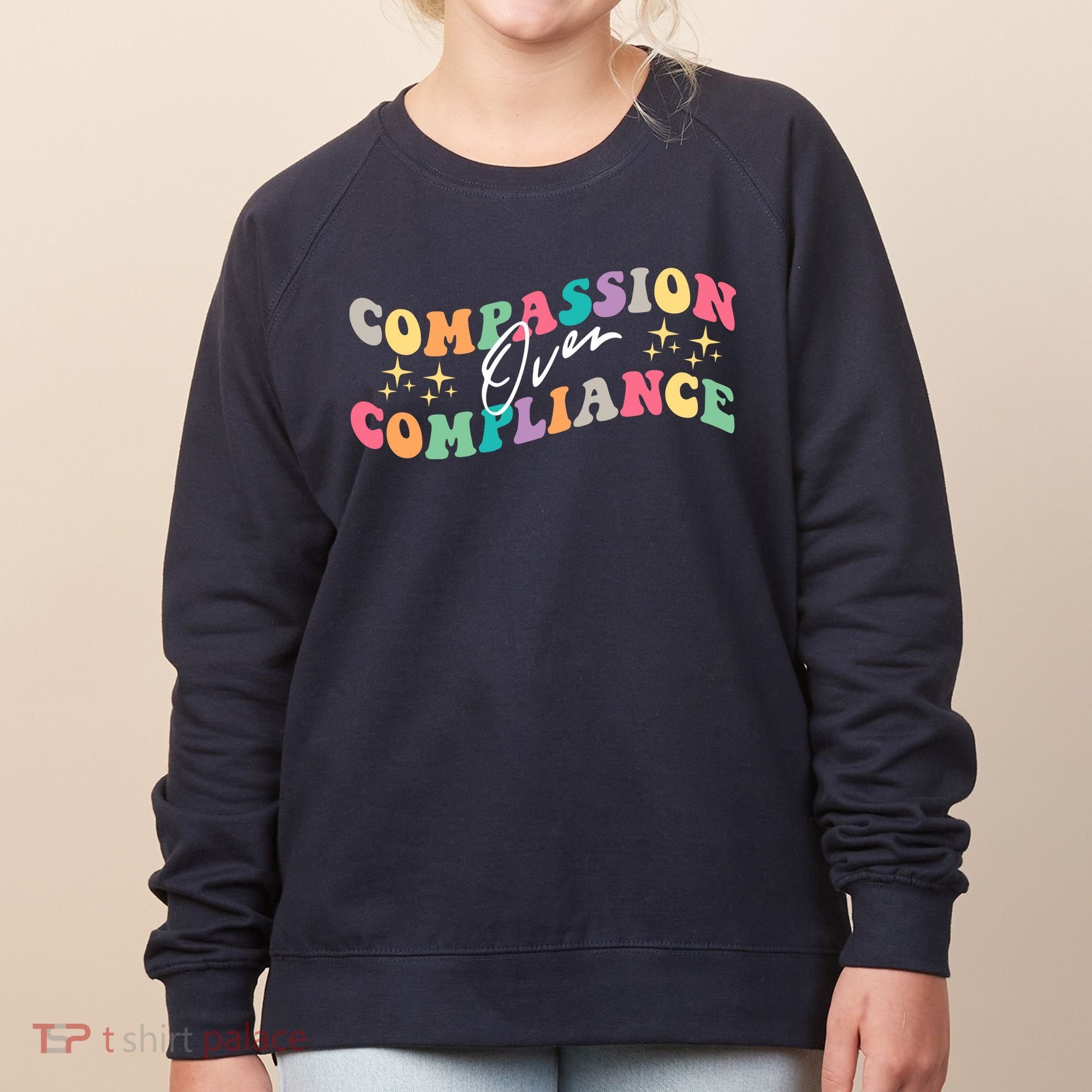 Groovy Compassion Over Compliance ABA Therapy BCBA Therapist Women's Sweatshirt
