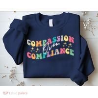 Groovy Compassion Over Compliance ABA Therapy BCBA Therapist Sweatshirt thumb 2
