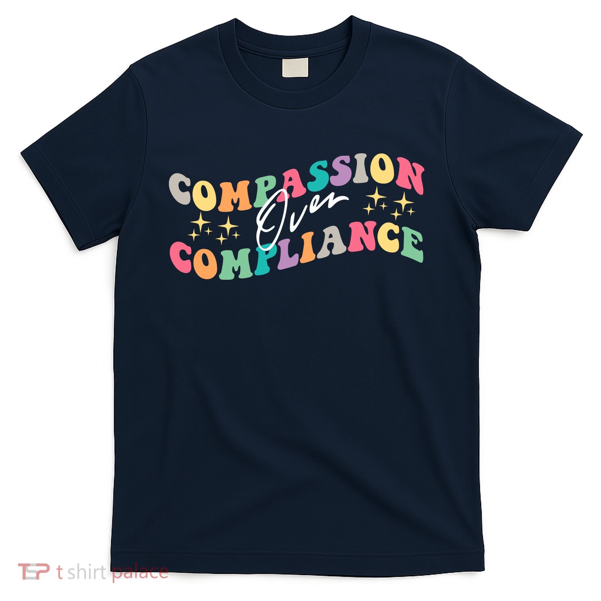Groovy Compassion Over Compliance ABA Therapy BCBA Therapist T-Shirt