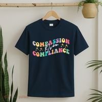 Groovy Compassion Over Compliance ABA Therapy BCBA Therapist T-Shirt thumb 2