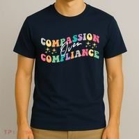 Groovy Compassion Over Compliance ABA Therapy BCBA Therapist T-Shirt thumb 3