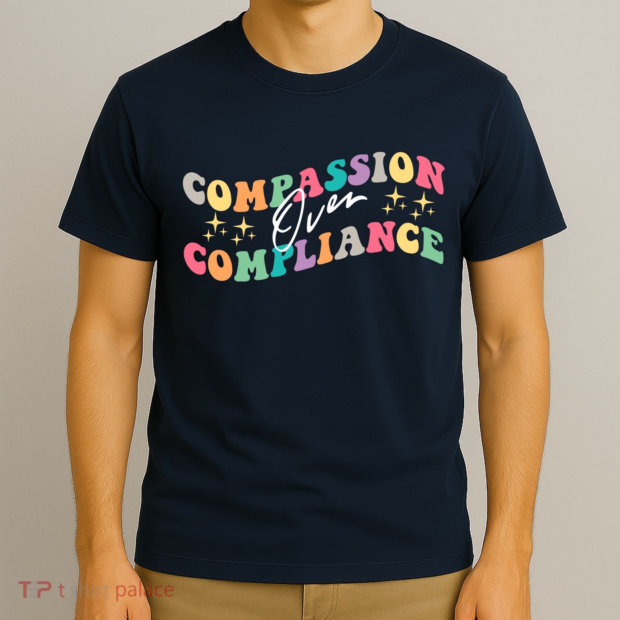 Groovy Compassion Over Compliance ABA Therapy BCBA Therapist T-Shirt
