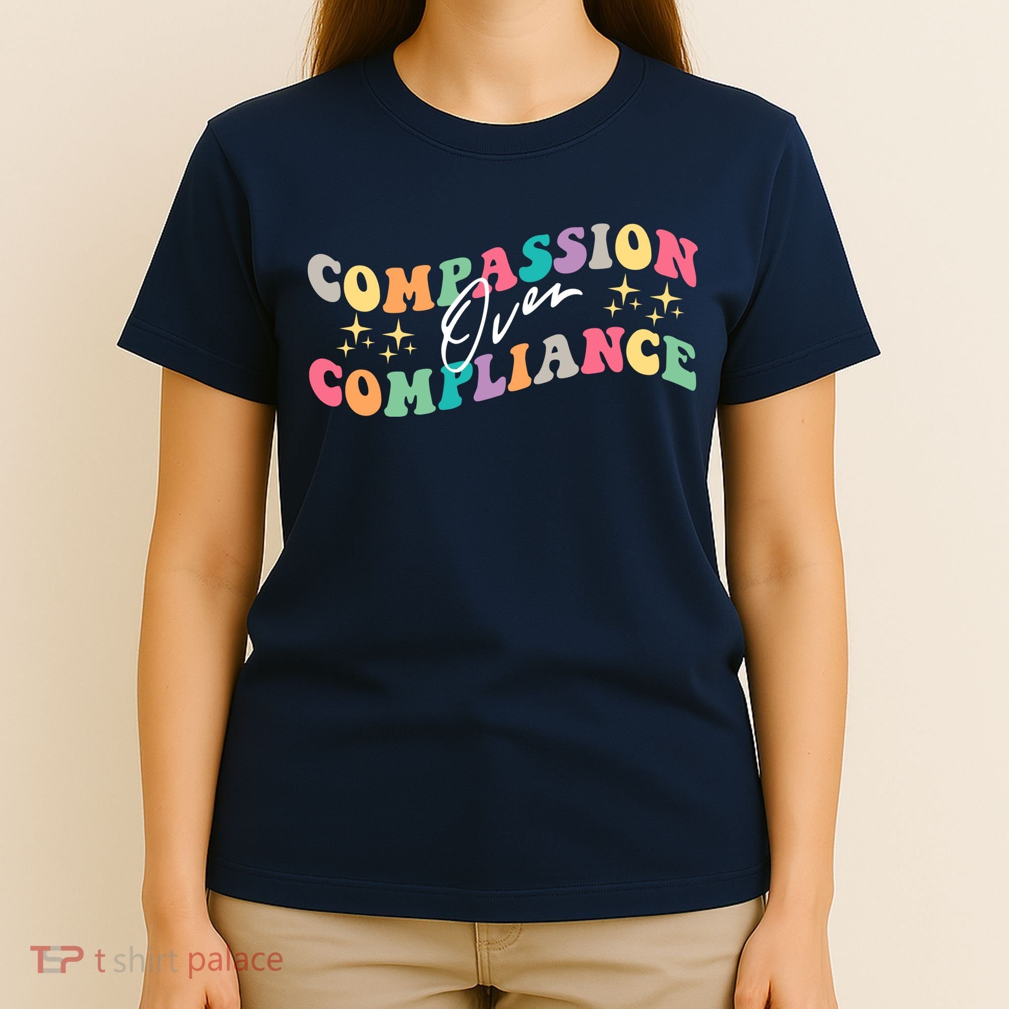 Groovy Compassion Over Compliance ABA Therapy BCBA Therapist T-Shirt