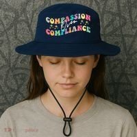 Groovy Compassion Over Compliance ABA Therapy BCBA Therapist Bucket Hat thumb 3