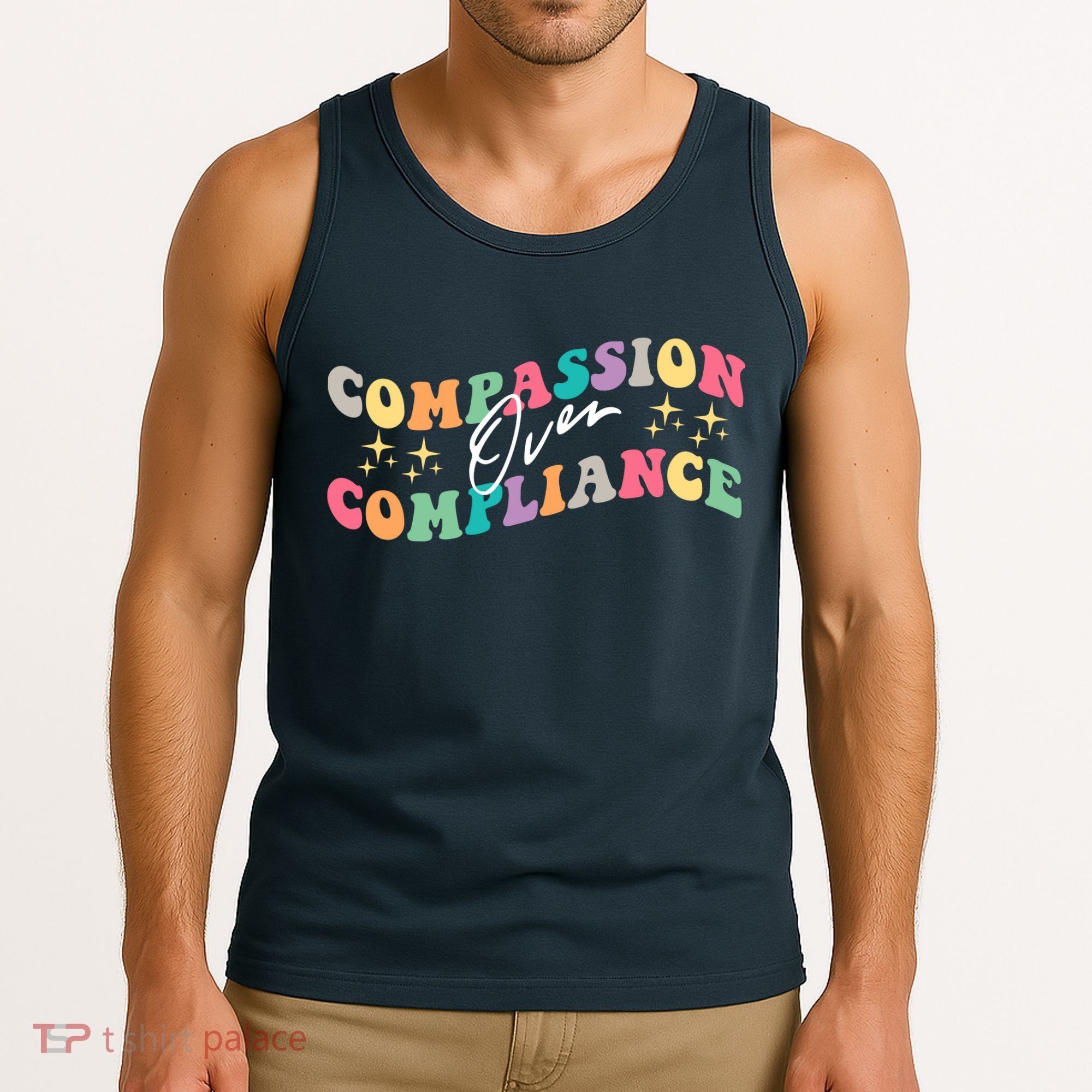 Groovy Compassion Over Compliance ABA Therapy BCBA Therapist Tank Top