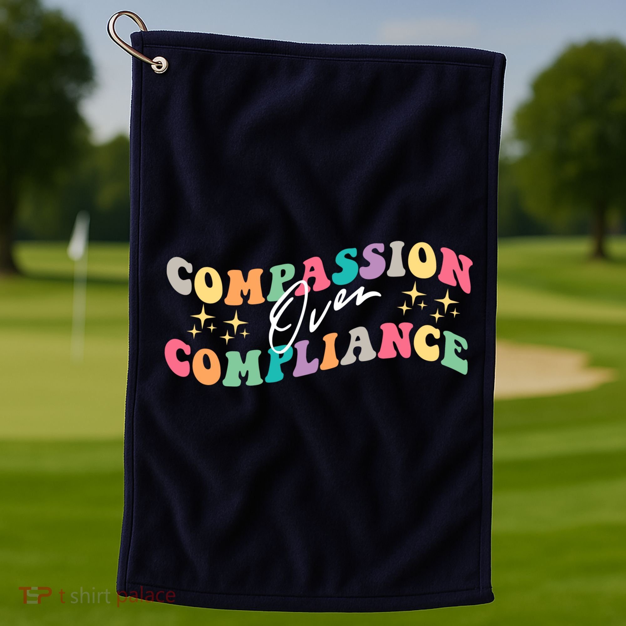 Groovy Compassion Over Compliance ABA Therapy BCBA Therapist Golf Towel