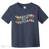 Groovy Compassion Over Compliance ABA Therapy BCBA Therapist Toddler T-Shirt thumb 0