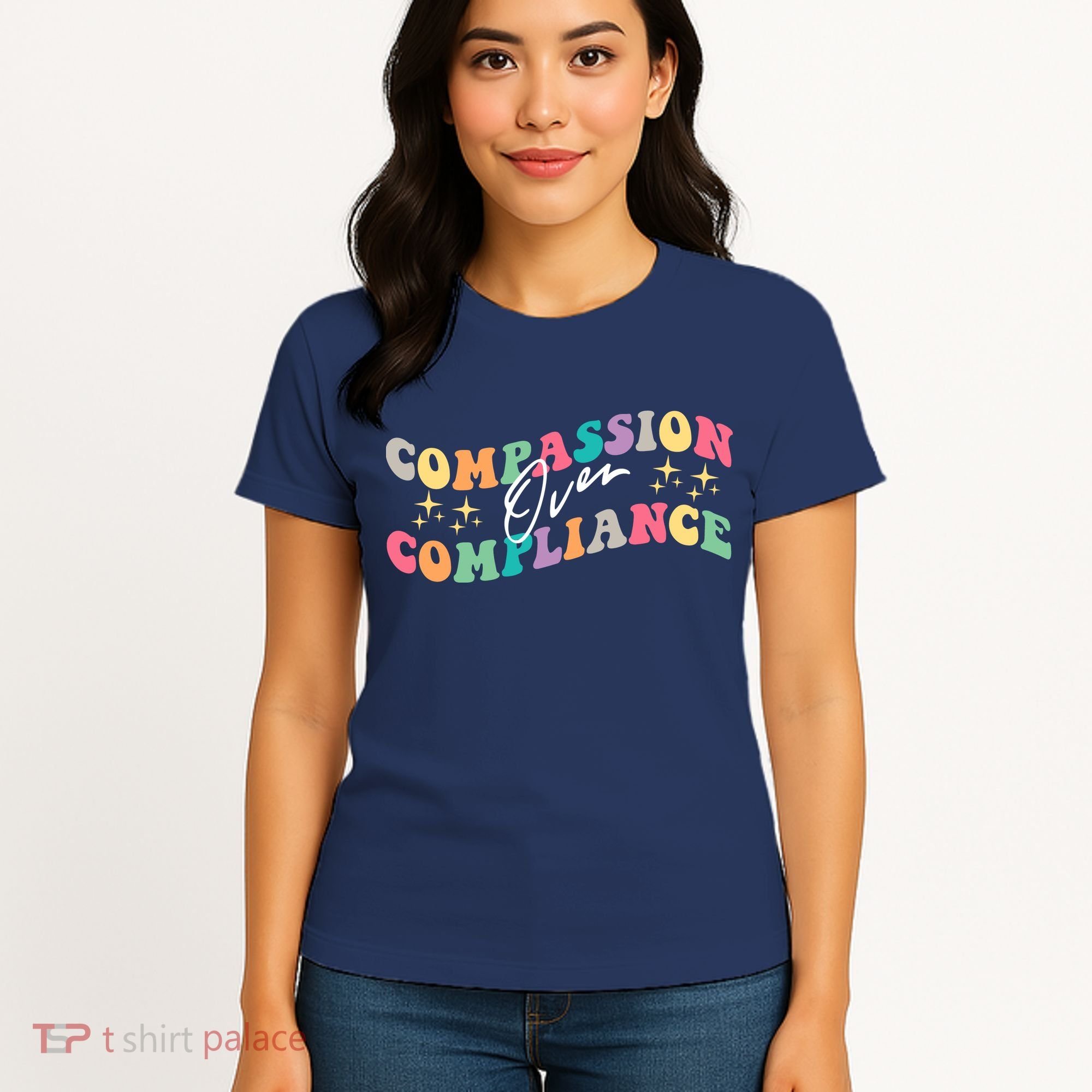 Groovy Compassion Over Compliance ABA Therapy BCBA Therapist Women's T-Shirt