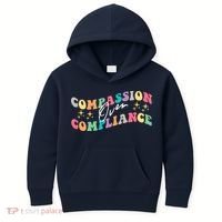 Groovy Compassion Over Compliance ABA Therapy BCBA Therapist Kids Hoodie thumb 0