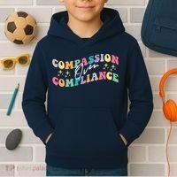Groovy Compassion Over Compliance ABA Therapy BCBA Therapist Kids Hoodie thumb 2