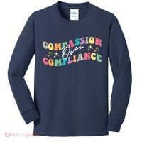 Groovy Compassion Over Compliance ABA Therapy BCBA Therapist Kids Long Sleeve Shirt thumb 0