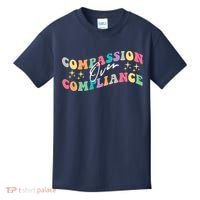 Groovy Compassion Over Compliance ABA Therapy BCBA Therapist Kids T-Shirt thumb 0