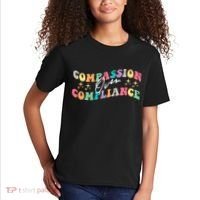 Groovy Compassion Over Compliance ABA Therapy BCBA Therapist Kids T-Shirt thumb 2