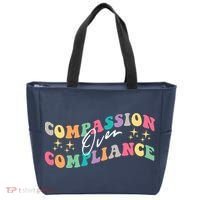 Groovy Compassion Over Compliance ABA Therapy BCBA Therapist Tote Bag thumb 0