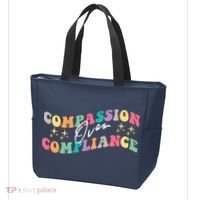 Groovy Compassion Over Compliance ABA Therapy BCBA Therapist Tote Bag thumb 3