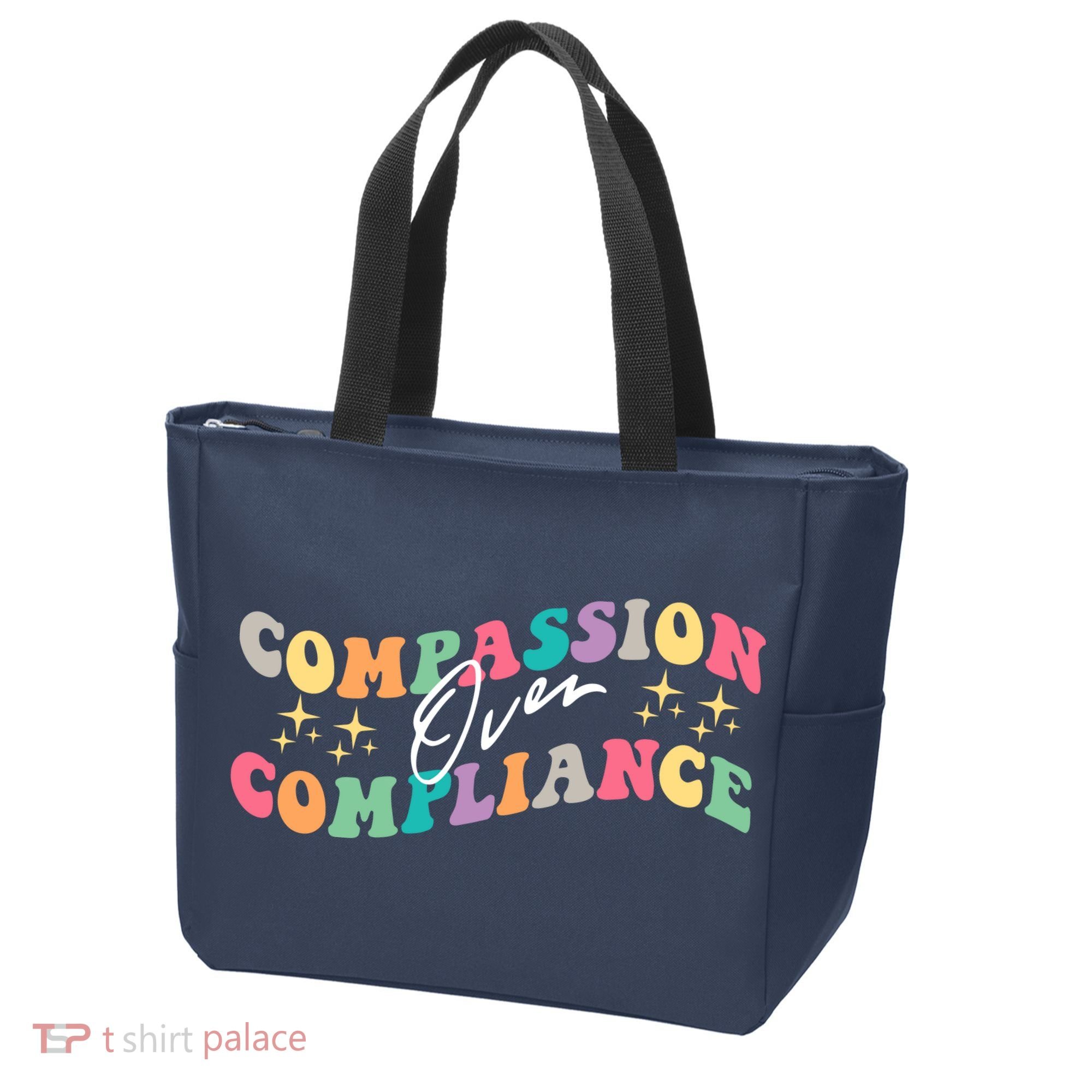 Groovy Compassion Over Compliance ABA Therapy BCBA Therapist Tote Bag