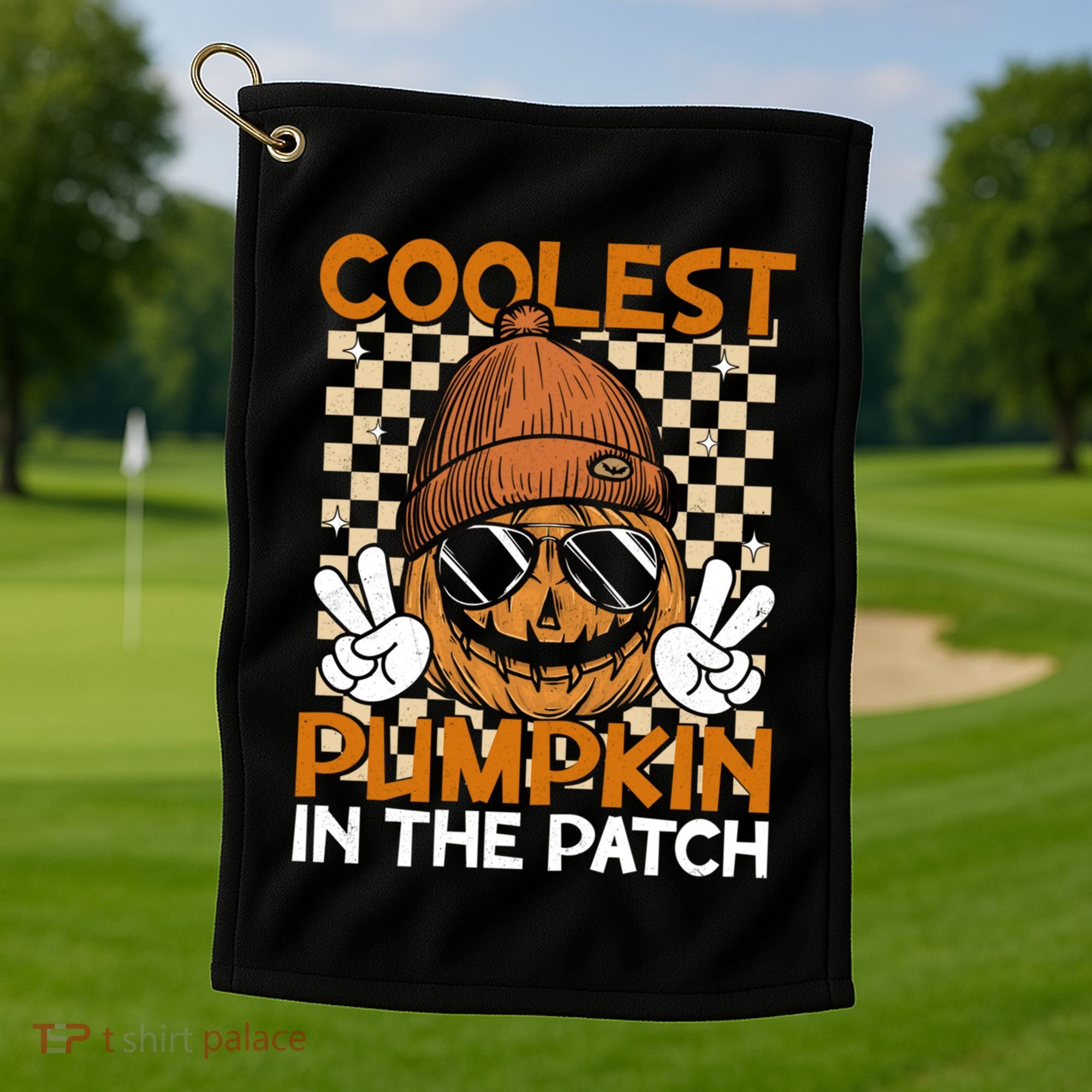 Groovy Coolest Pumpkin In The Patch Halloween Gift Golf Towel