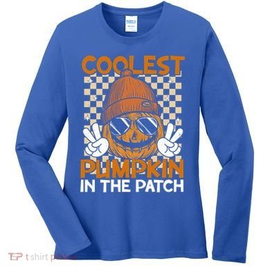 Groovy Coolest Pumpkin In The Patch Halloween Gift Women's Long Sleeve Shirt