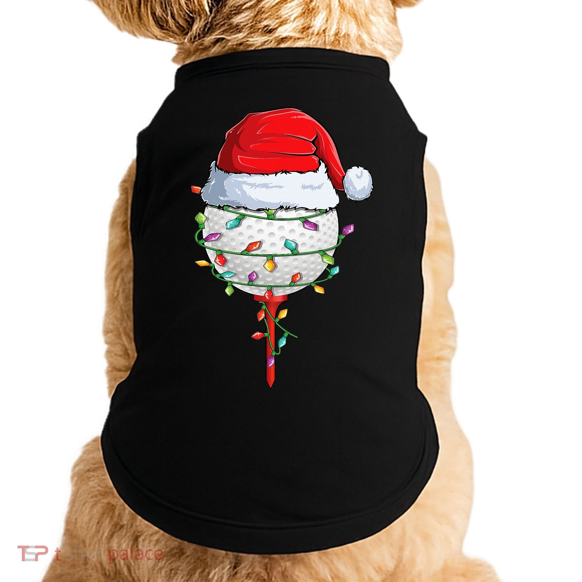 Golfing Christmas Pajama Funny Holiday Santa Hat Doggie Tank