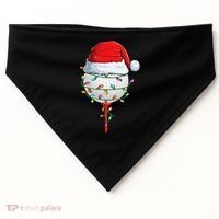Golfing Christmas Pajama Funny Holiday Santa Hat USA-Made Doggie Bandana thumb 0