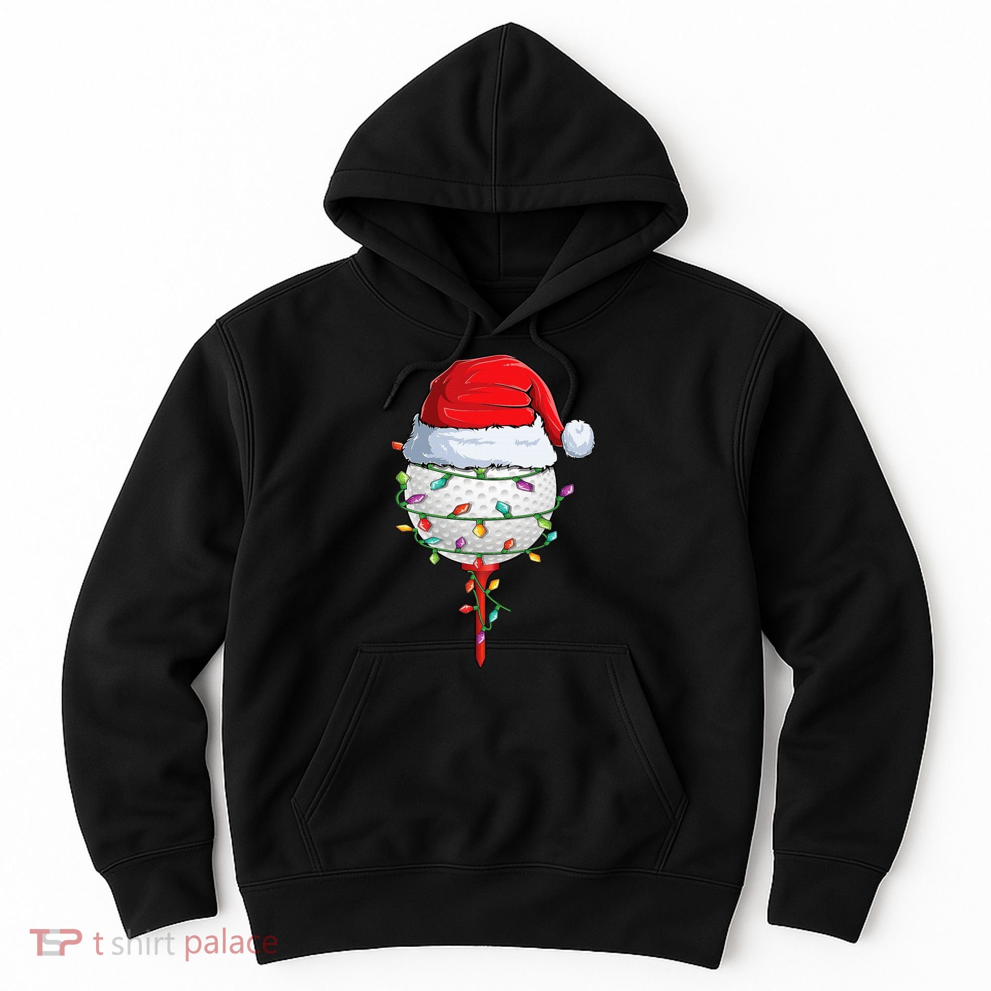 Golfing Christmas Pajama Funny Holiday Santa Hat Hoodie