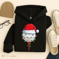 Golfing Christmas Pajama Funny Holiday Santa Hat Hoodie thumb 4