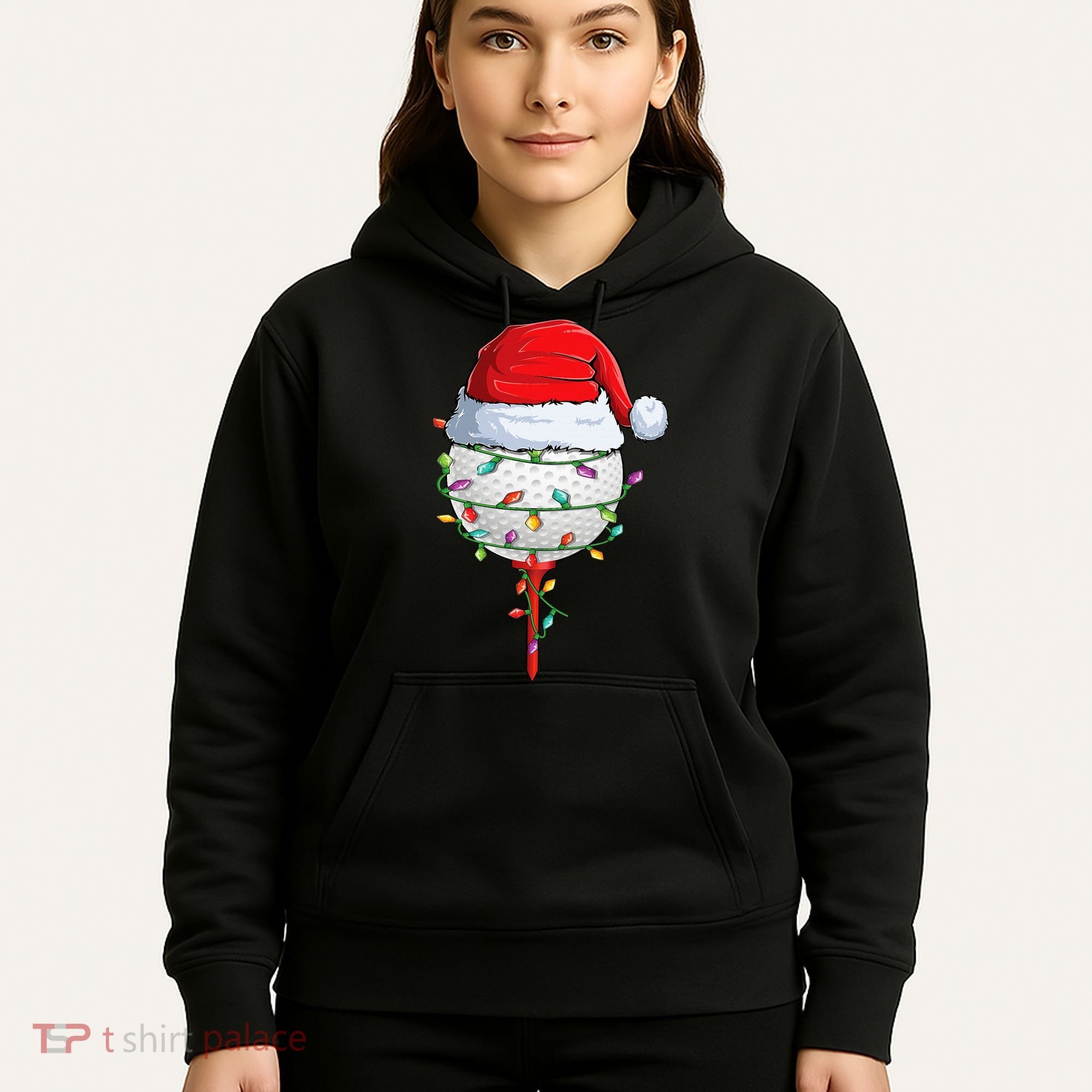 Golfing Christmas Pajama Funny Holiday Santa Hat Hoodie