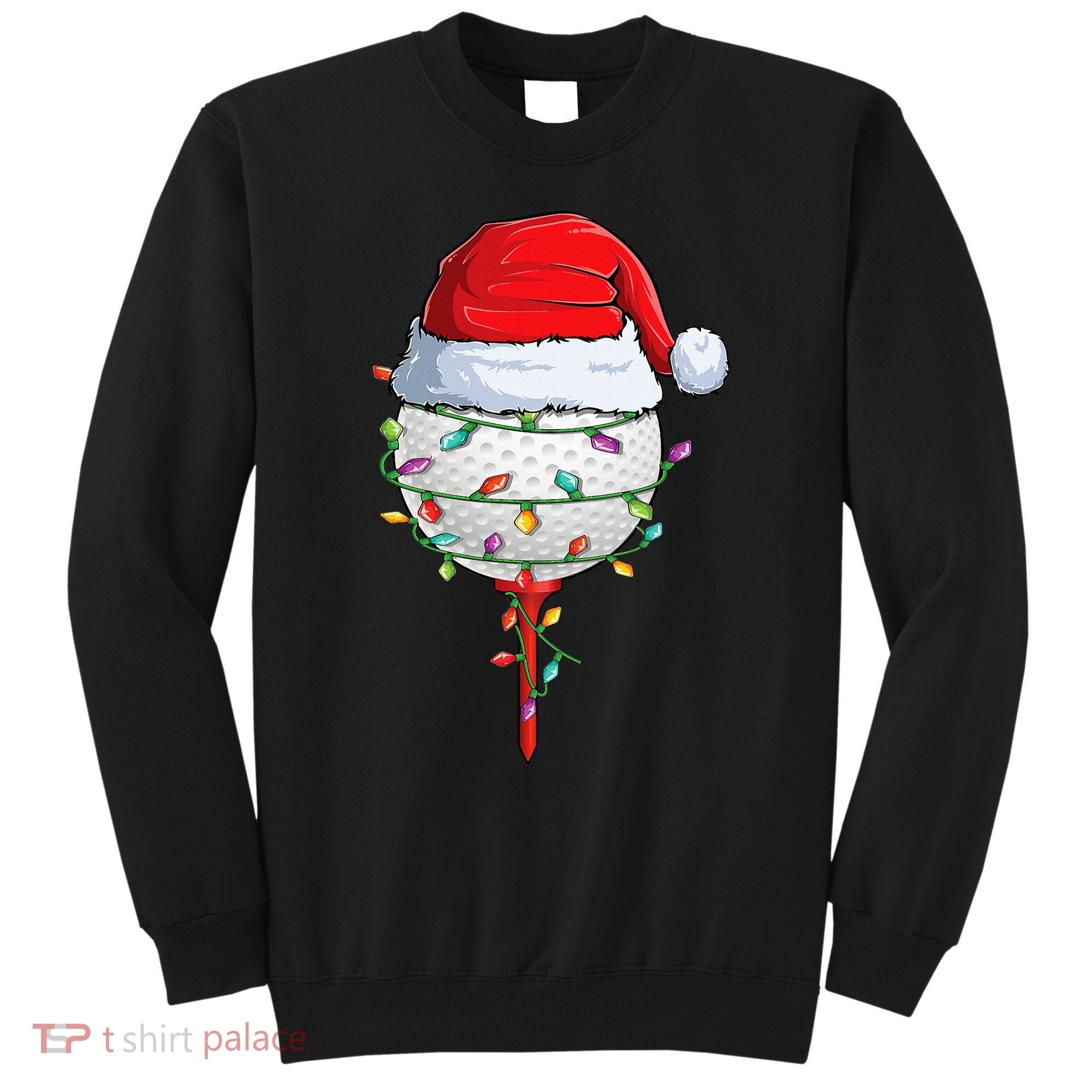 Golfing Christmas Pajama Funny Holiday Santa Hat Sweatshirt