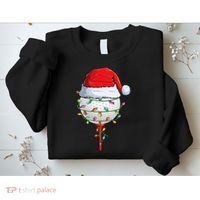 Golfing Christmas Pajama Funny Holiday Santa Hat Sweatshirt thumb 2