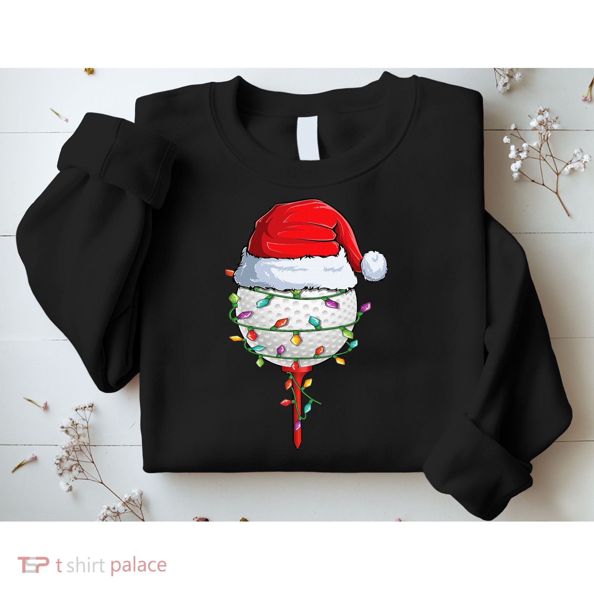 Golfing Christmas Pajama Funny Holiday Santa Hat Sweatshirt