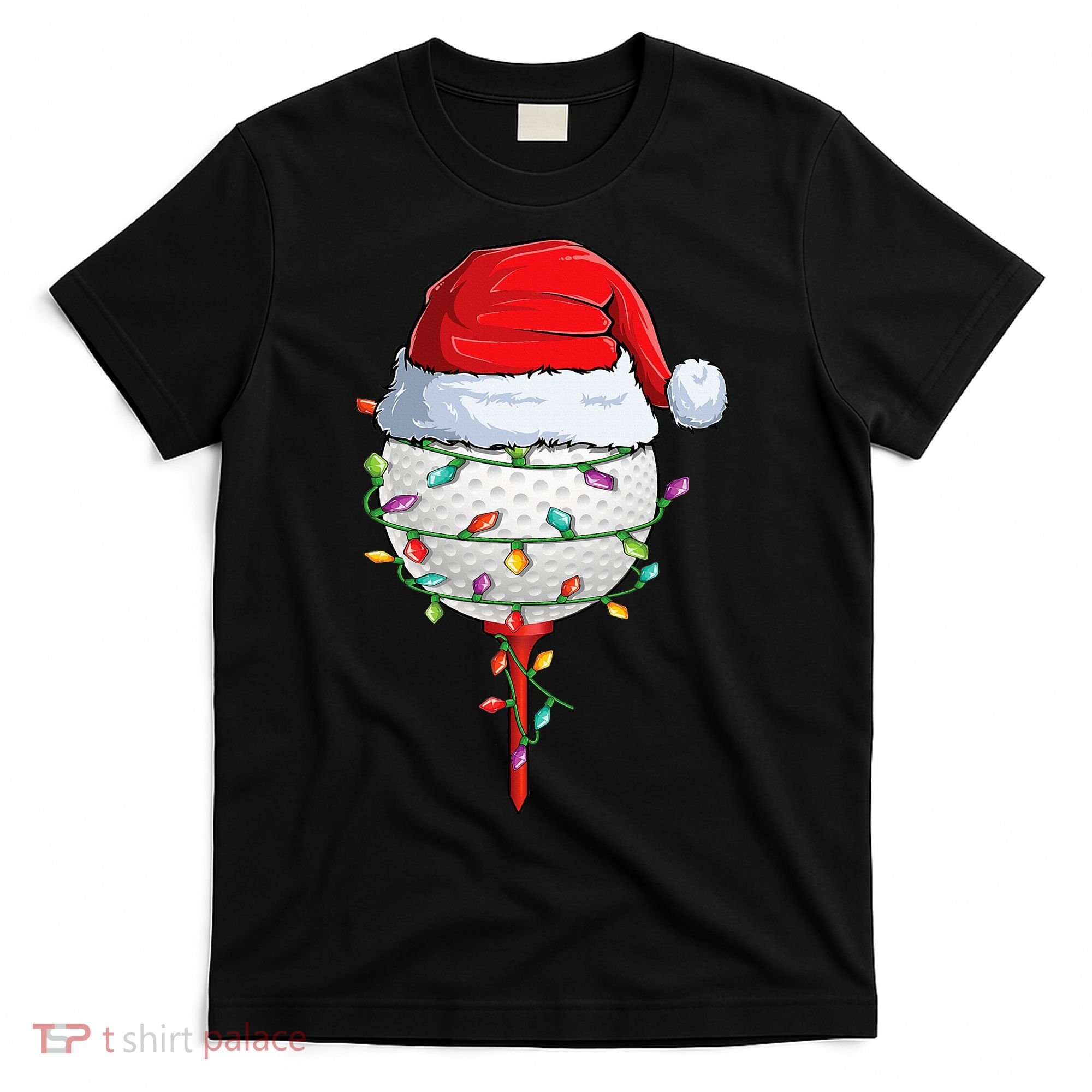 Golfing Christmas Pajama Funny Holiday Santa Hat T-Shirt