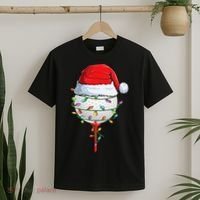 Golfing Christmas Pajama Funny Holiday Santa Hat T-Shirt thumb 2
