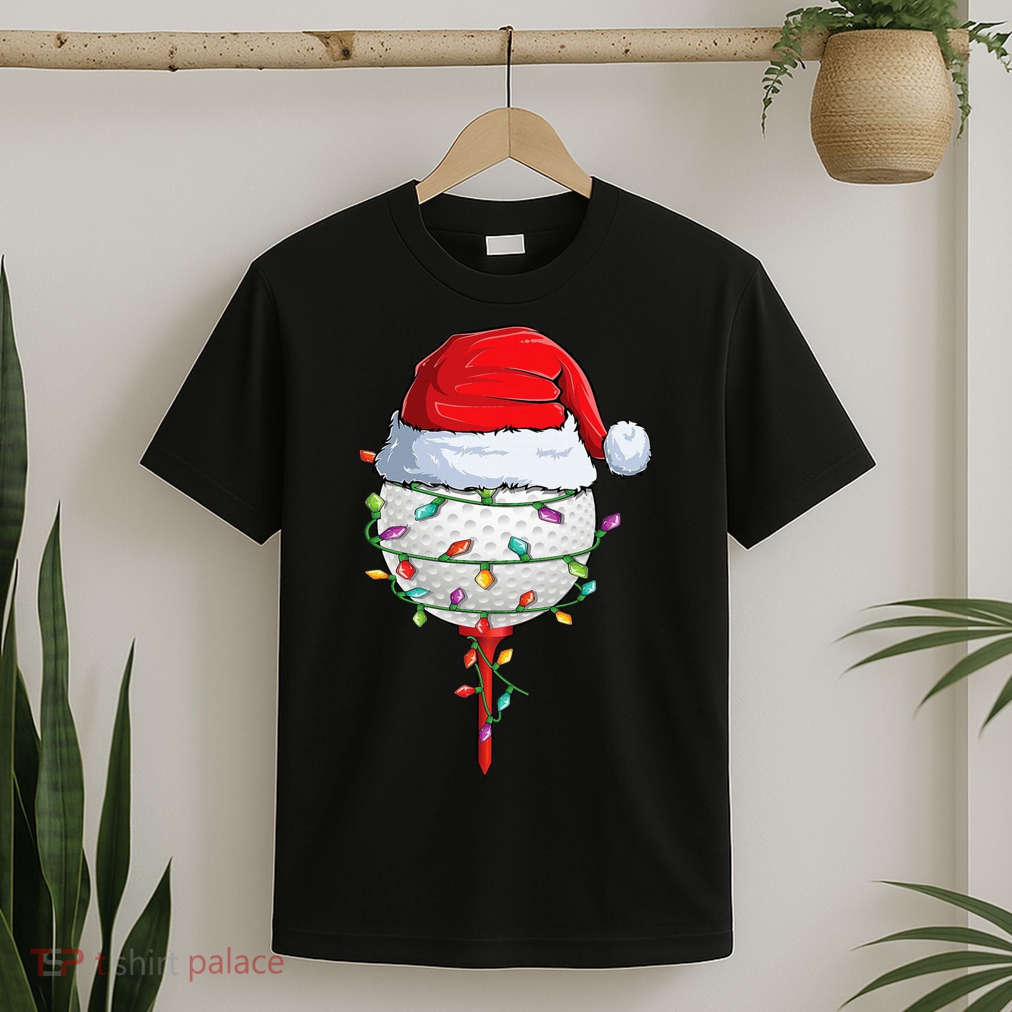 Golfing Christmas Pajama Funny Holiday Santa Hat T-Shirt