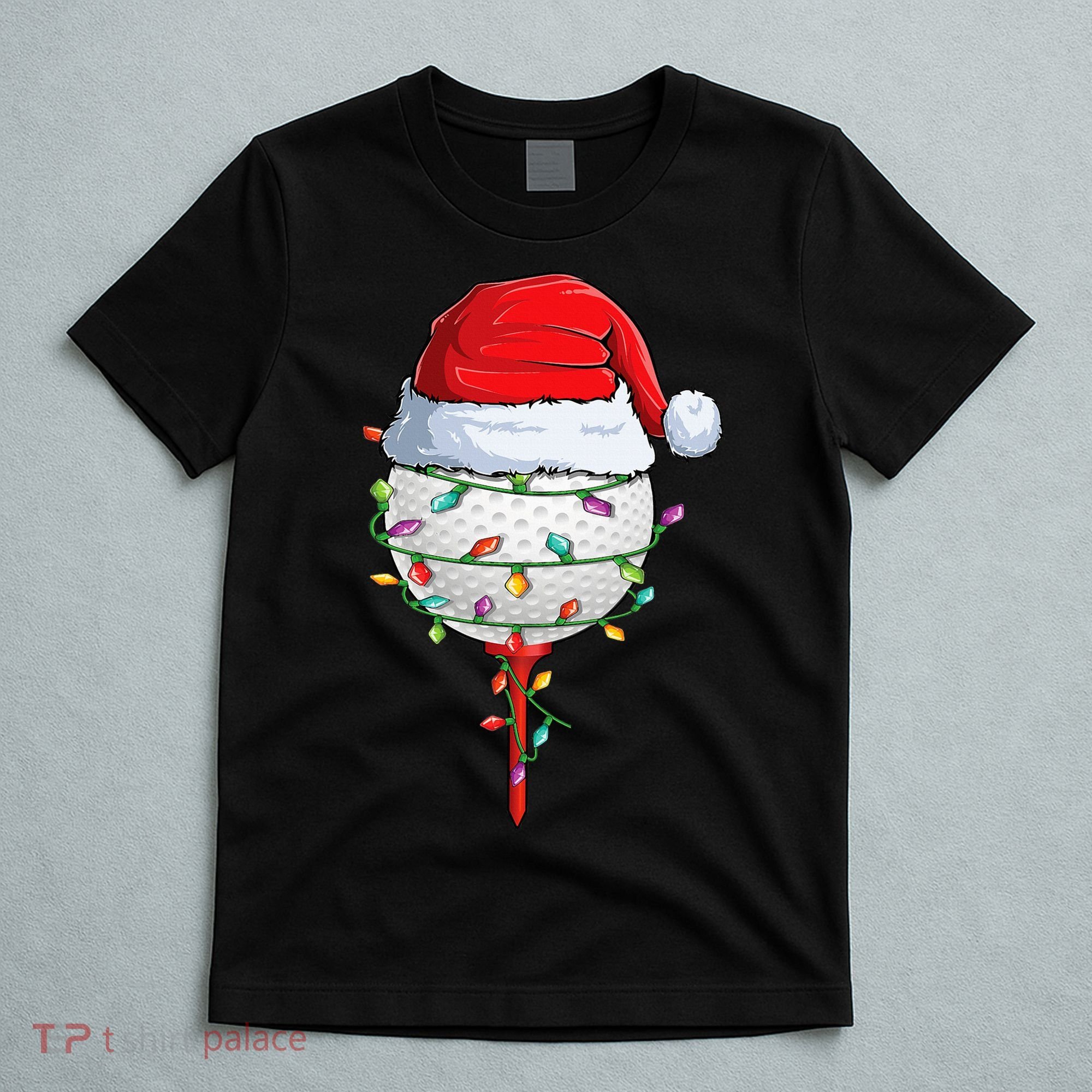 Golfing Christmas Pajama Funny Holiday Santa Hat T-Shirt