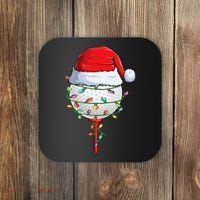 Golfing Christmas Pajama Funny Holiday Santa Hat Coaster thumb 0
