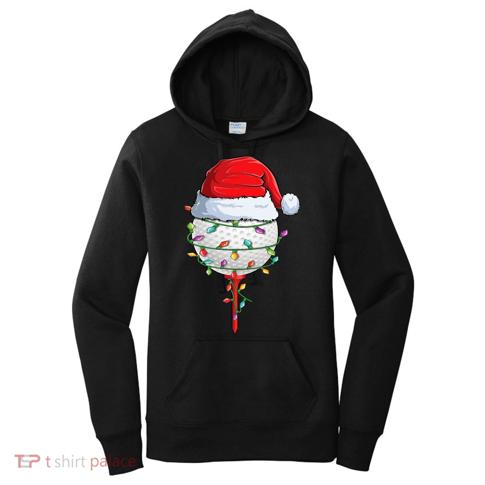 Golfing Christmas Pajama Funny Holiday Santa Hat Women's Hoodie