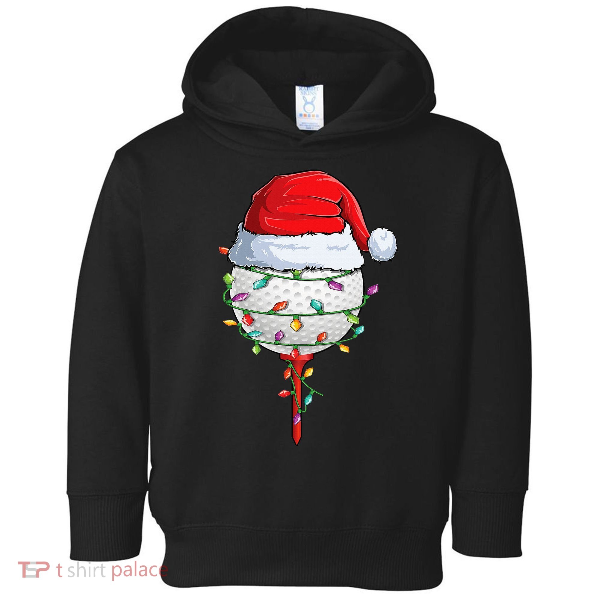 Golfing Christmas Pajama Funny Holiday Santa Hat Toddler Hoodie