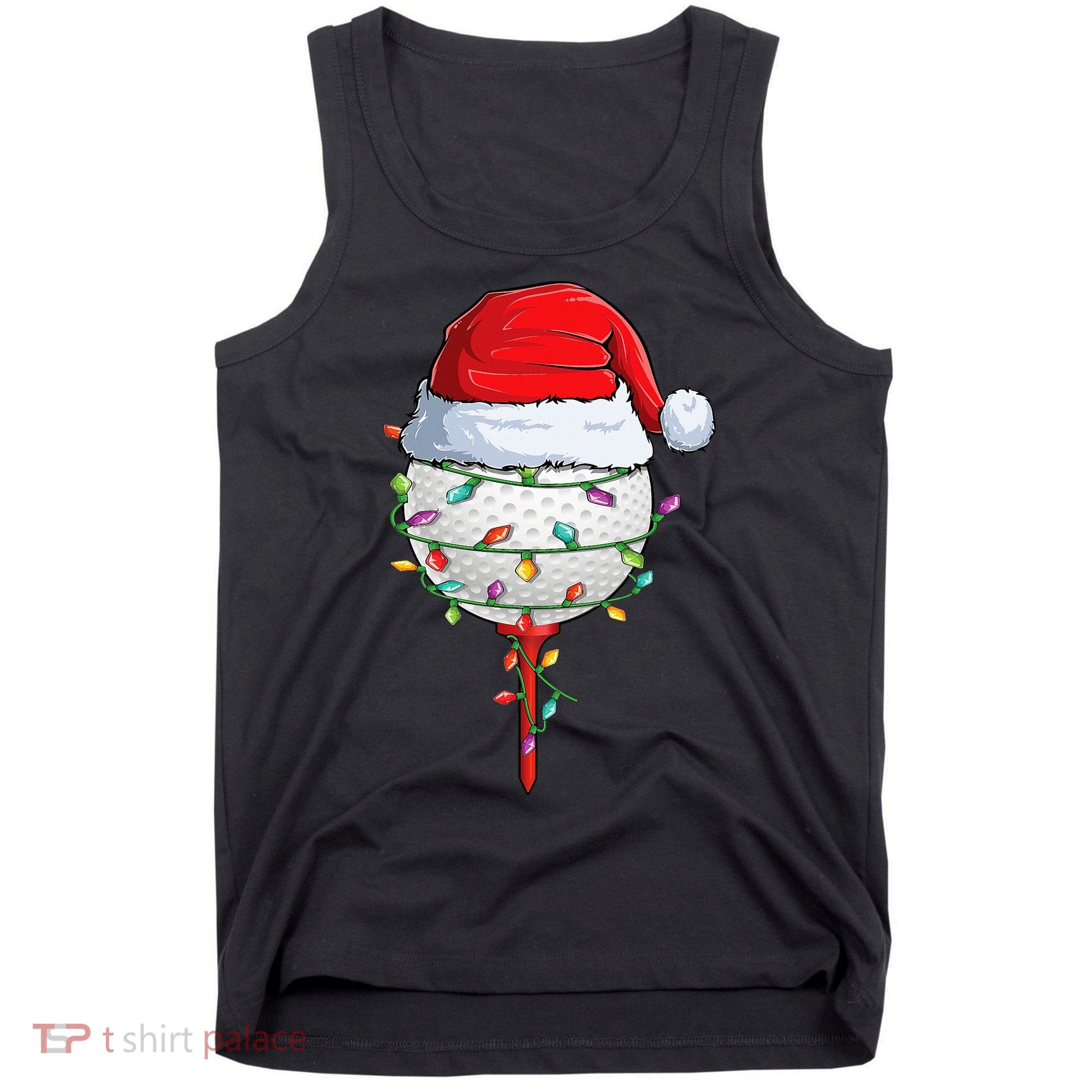 Golfing Christmas Pajama Funny Holiday Santa Hat Tank Top