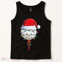 Golfing Christmas Pajama Funny Holiday Santa Hat Tank Top thumb 2