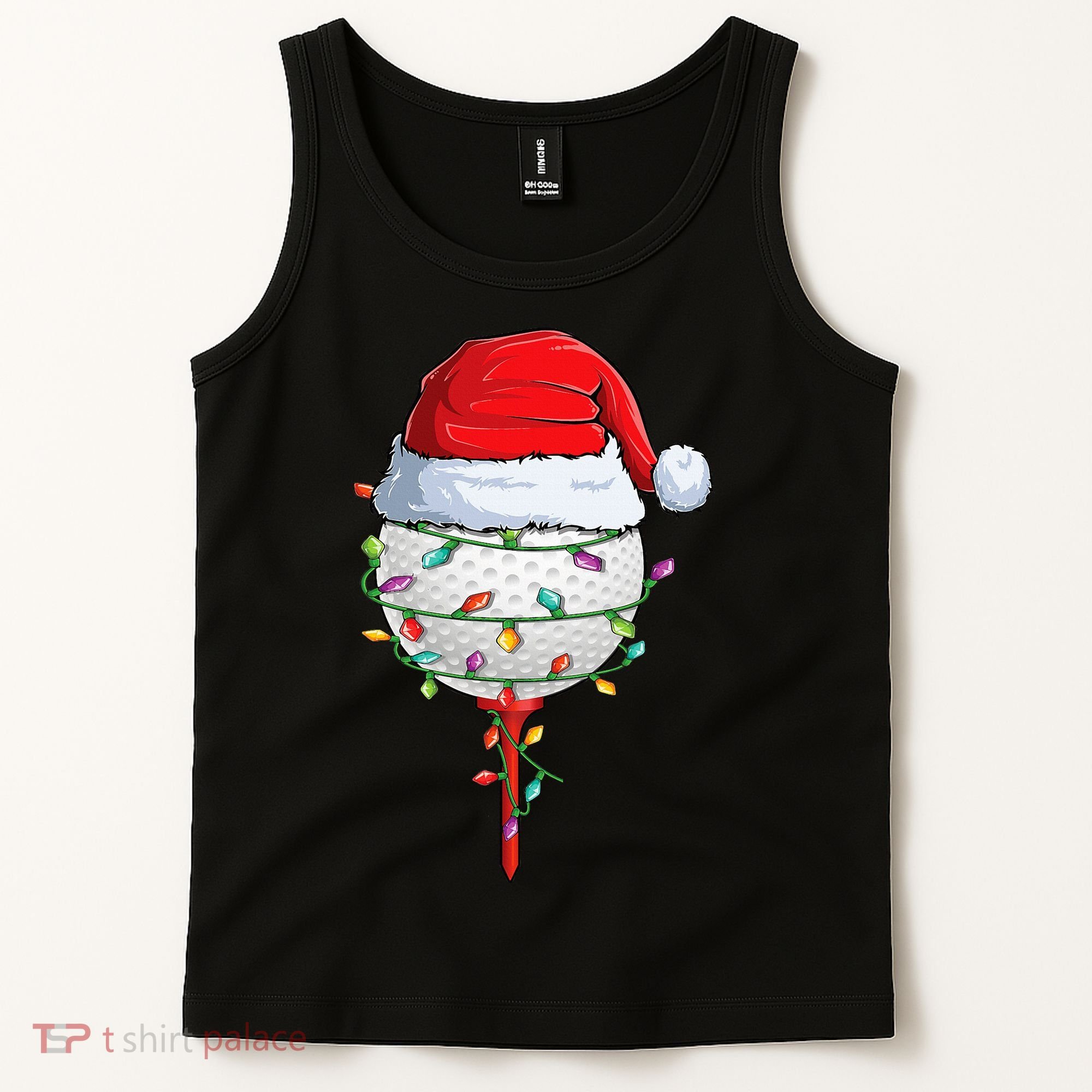 Golfing Christmas Pajama Funny Holiday Santa Hat Tank Top