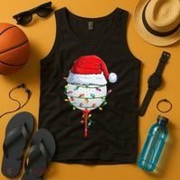 Golfing Christmas Pajama Funny Holiday Santa Hat Tank Top thumb 4