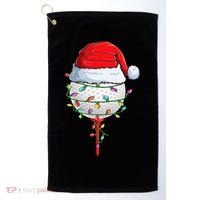 Golfing Christmas Pajama Funny Holiday Santa Hat Golf Towel thumb 0