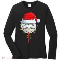 Golfing Christmas Pajama Funny Holiday Santa Hat Women's Long Sleeve Shirt thumb 0