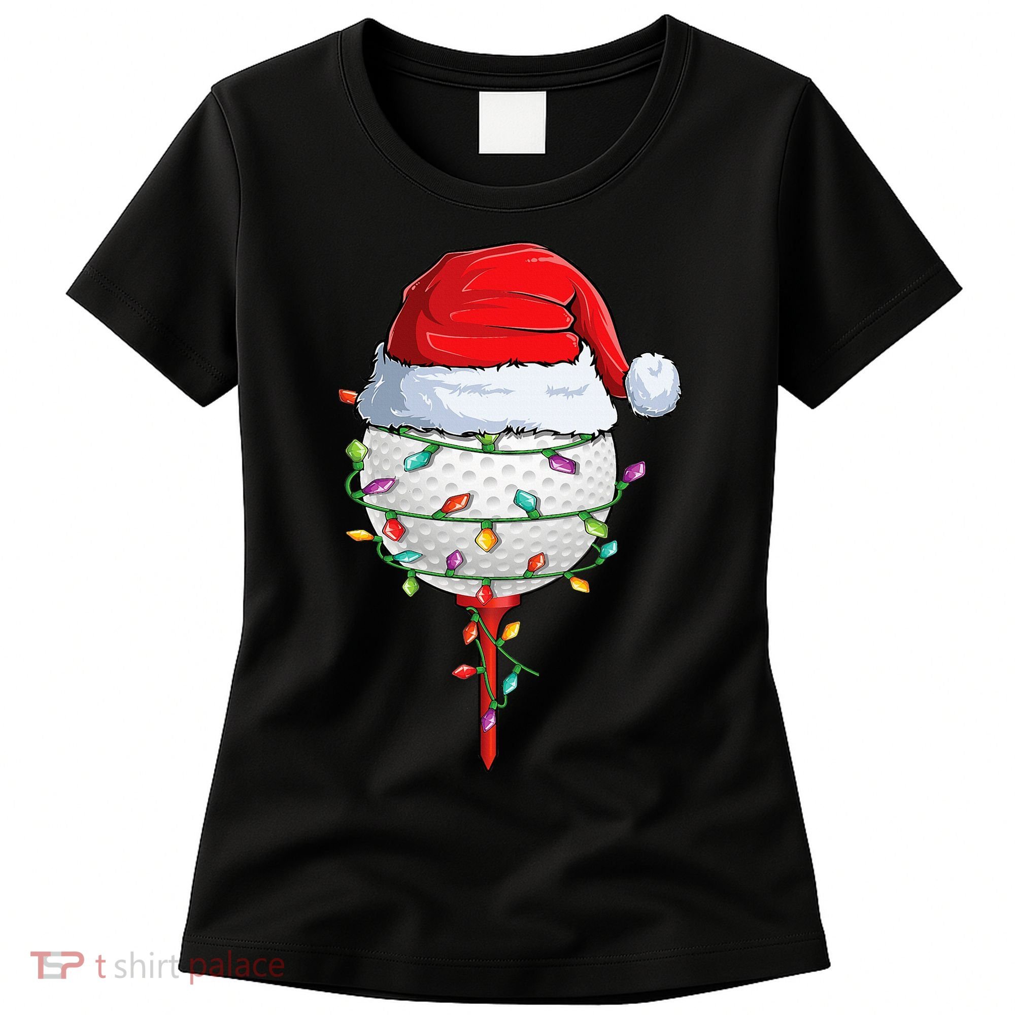 Golfing Christmas Pajama Funny Holiday Santa Hat Women's T-Shirt