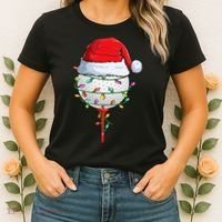 Golfing Christmas Pajama Funny Holiday Santa Hat Women's T-Shirt thumb 2