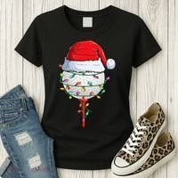 Golfing Christmas Pajama Funny Holiday Santa Hat Women's T-Shirt thumb 3