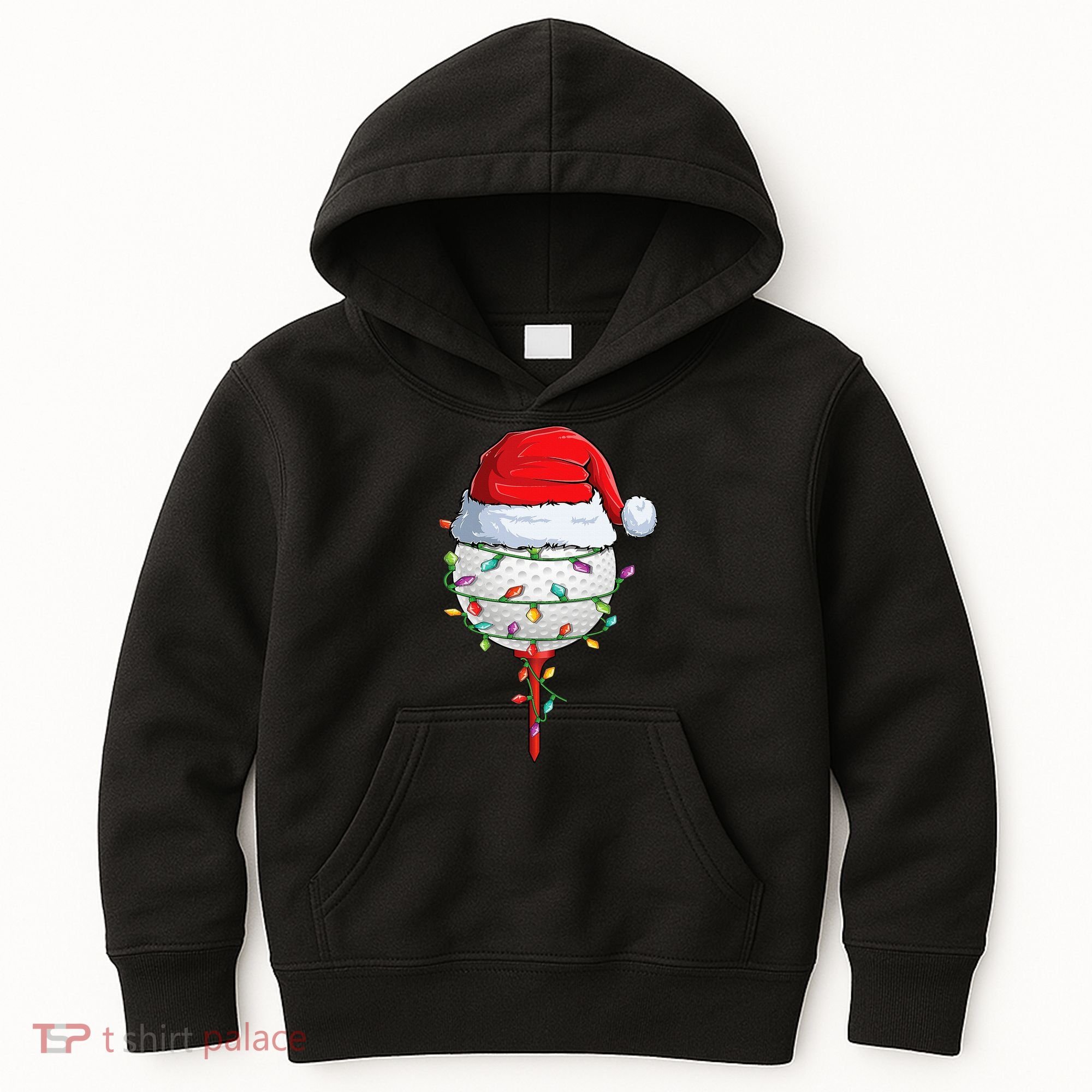Golfing Christmas Pajama Funny Holiday Santa Hat Kids Hoodie